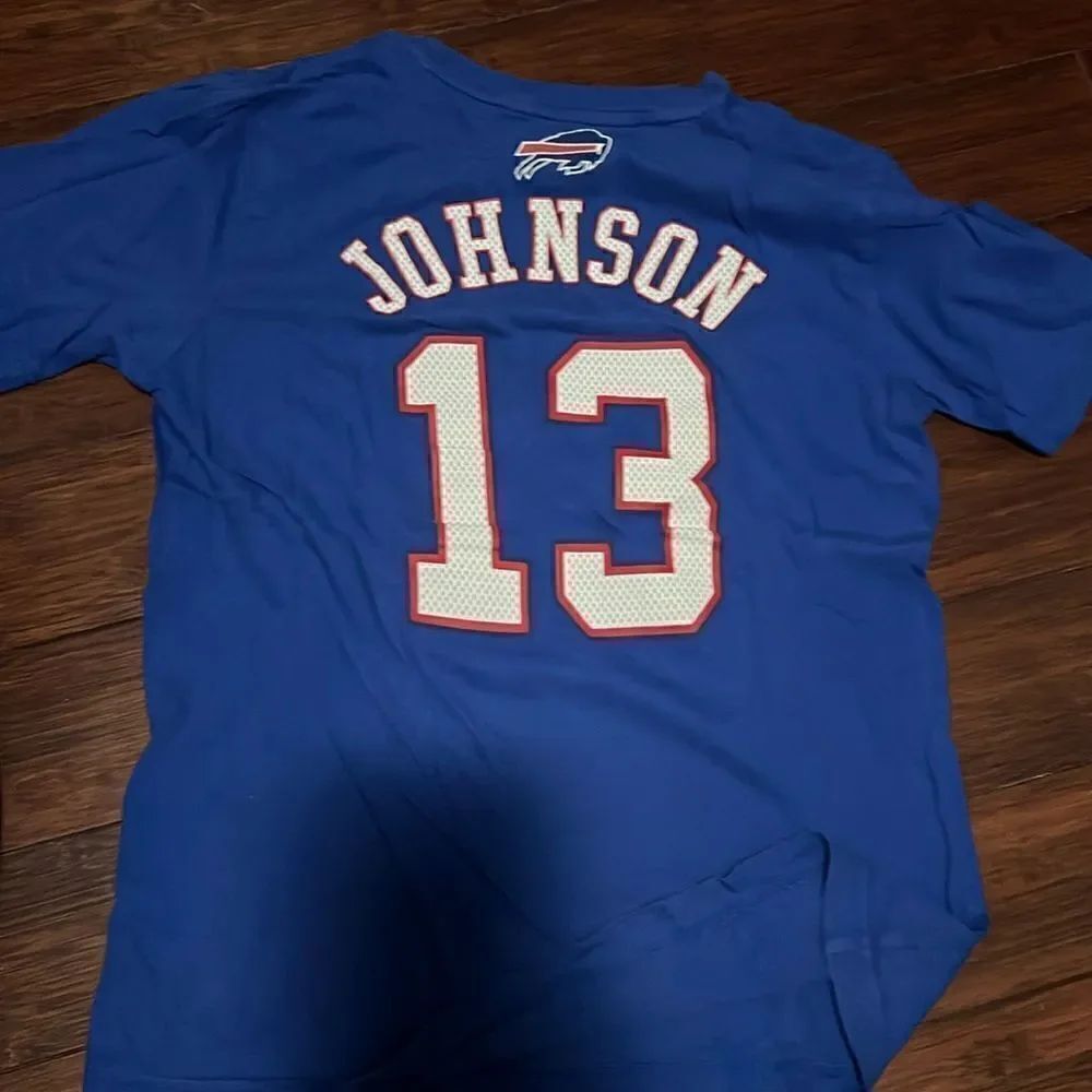 Buffalo Bills T Shirt - Johnson - Size Kids Large - Blue T Shirt